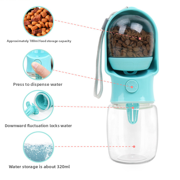 Portable Dog Drinking Water Bottle with Food Container