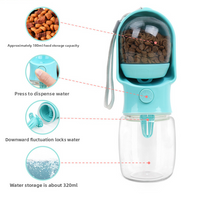 Portable Dog Drinking Water Bottle with Food Container